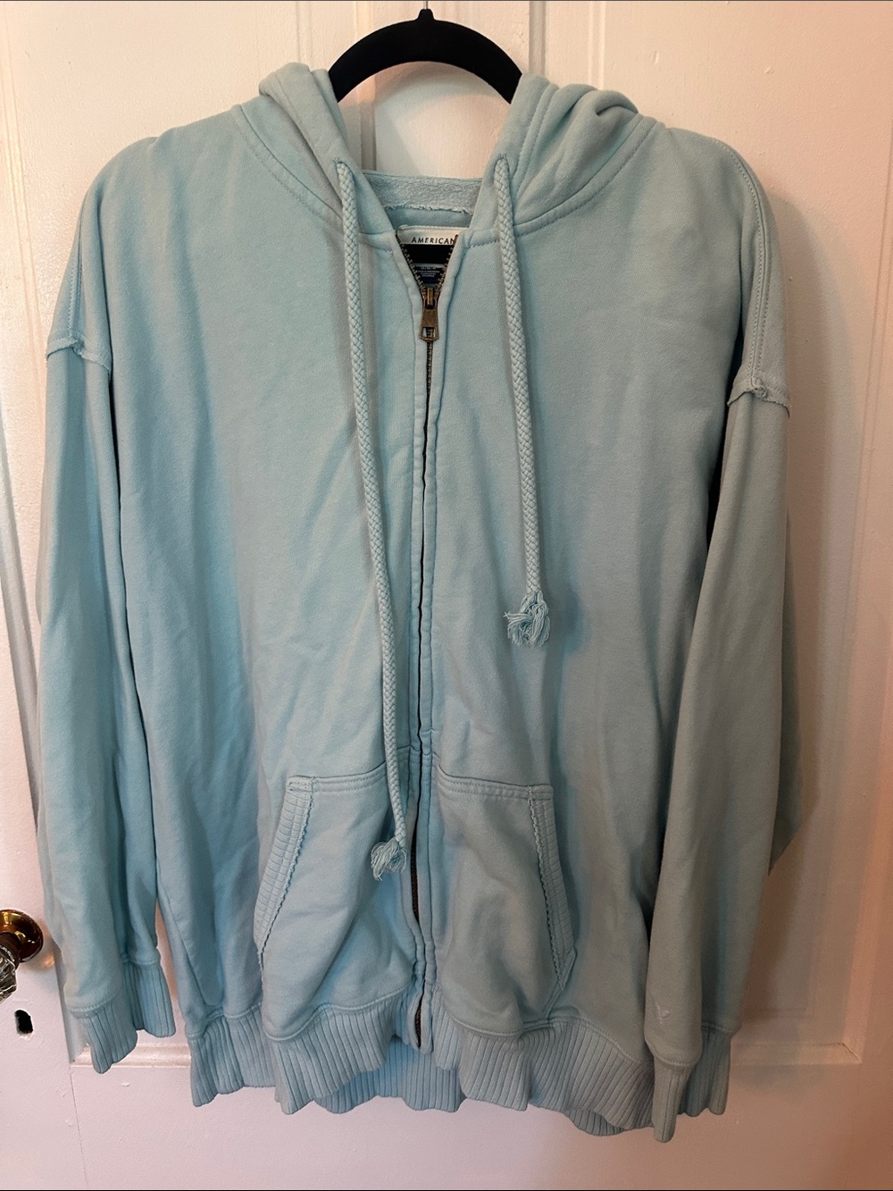 American Eagle Outfitters Pale Blue Full-Zip Hoodie Jacket